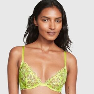 Victoria Secret Very Sexy Limelight Green Floral Embroidered Demi Bra